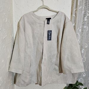Maggie Barnes 3/4 Sleeve Textured Hook & Eye Jacket Womens Jacket